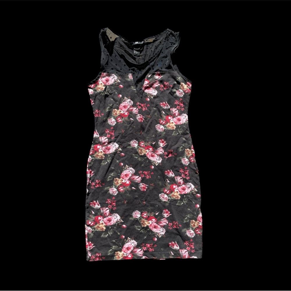 Floral Sleeveless Dress with Mesh Detail
